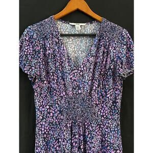 wisp anaisey jersey dress NWT Wisp Anaisey Dress Sz L Purple Mandala Design 3/4 Sleeve Knee Length